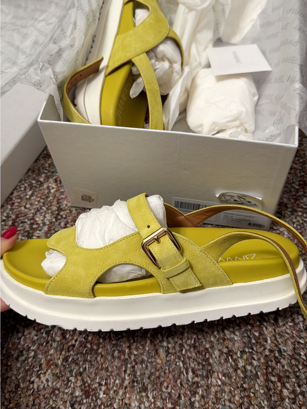 Zimmerman Women’s Lime Green Suede Buckle Platform Sandals